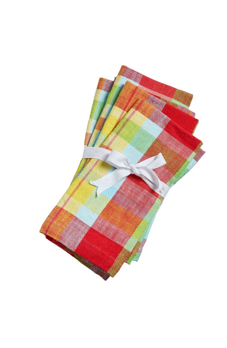 tag Fresh Pick Plaid Napkin S/4 Multi Cotton Summer, Main, color, Multicolored