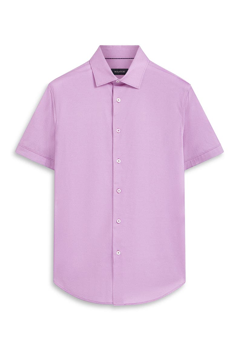 Miles OoohCotton® Pinstripe Short Sleeve Button-Up Shirt, Alternate, color, PLUM