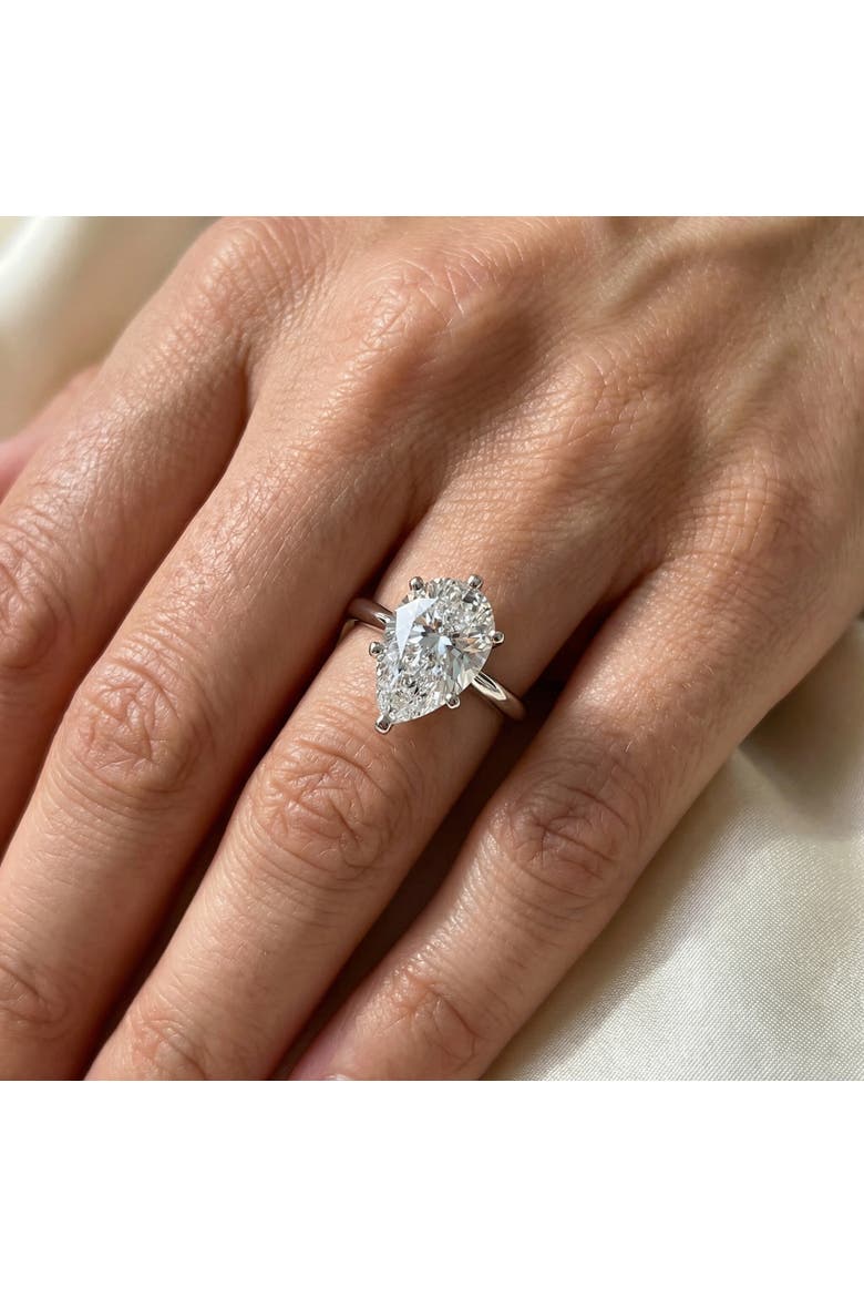 Certified 5Ct Pear Solitaire Diamond Engagement Ring 14k Gold or PT Lab Grown, Alternate, color, 14k Yellow Gold