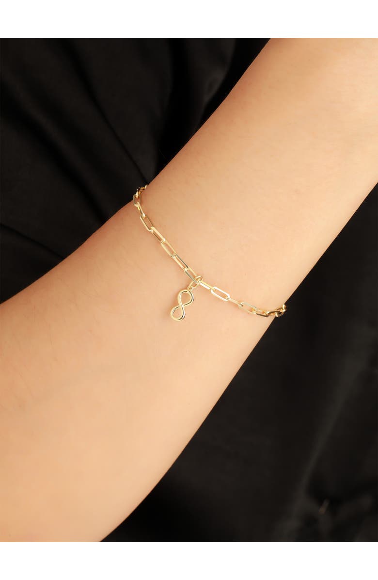 DEVATA Infinity Charm with Paperclip Chain Bracelet in 14K Gold, 7", Alternate, color, Yellow Gold