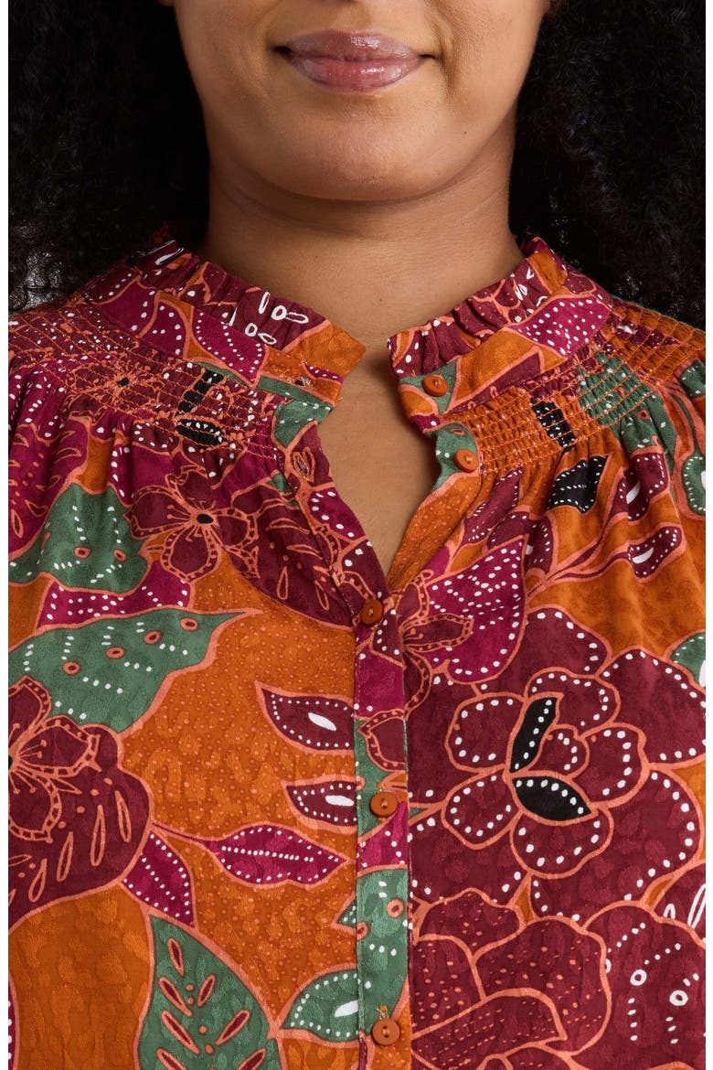 Marven Floral Button Down Top, Alternate, color, RUST-BROWN
