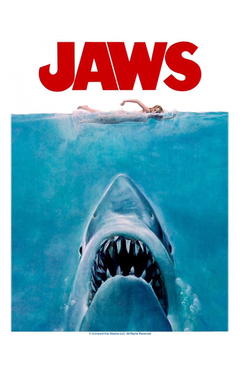 Jaws Men's Jaws Oversized Movie Poster Graphic T-Shirt, Alternate, color, White