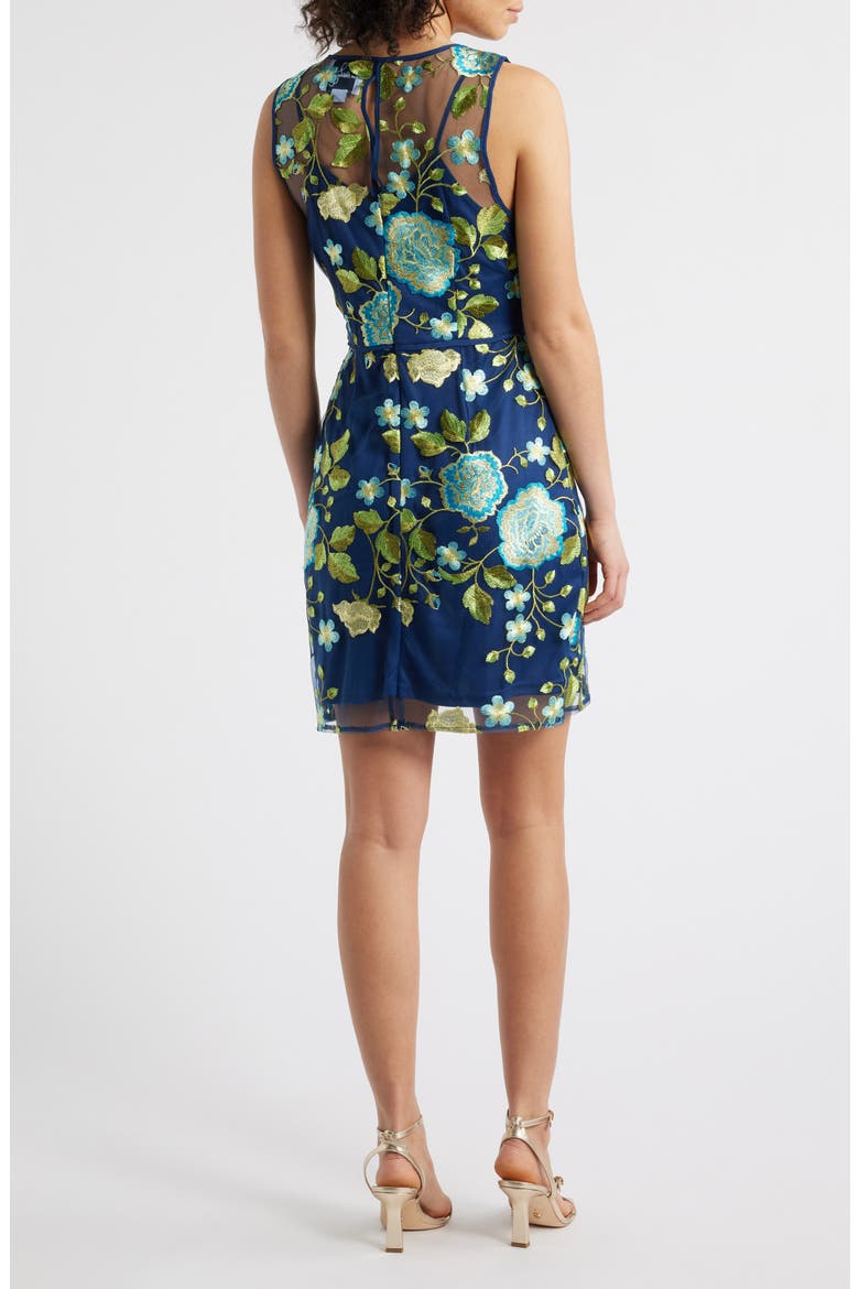 Embroidered Floral Mesh Minidress, Alternate, color, LIME/ BLUE