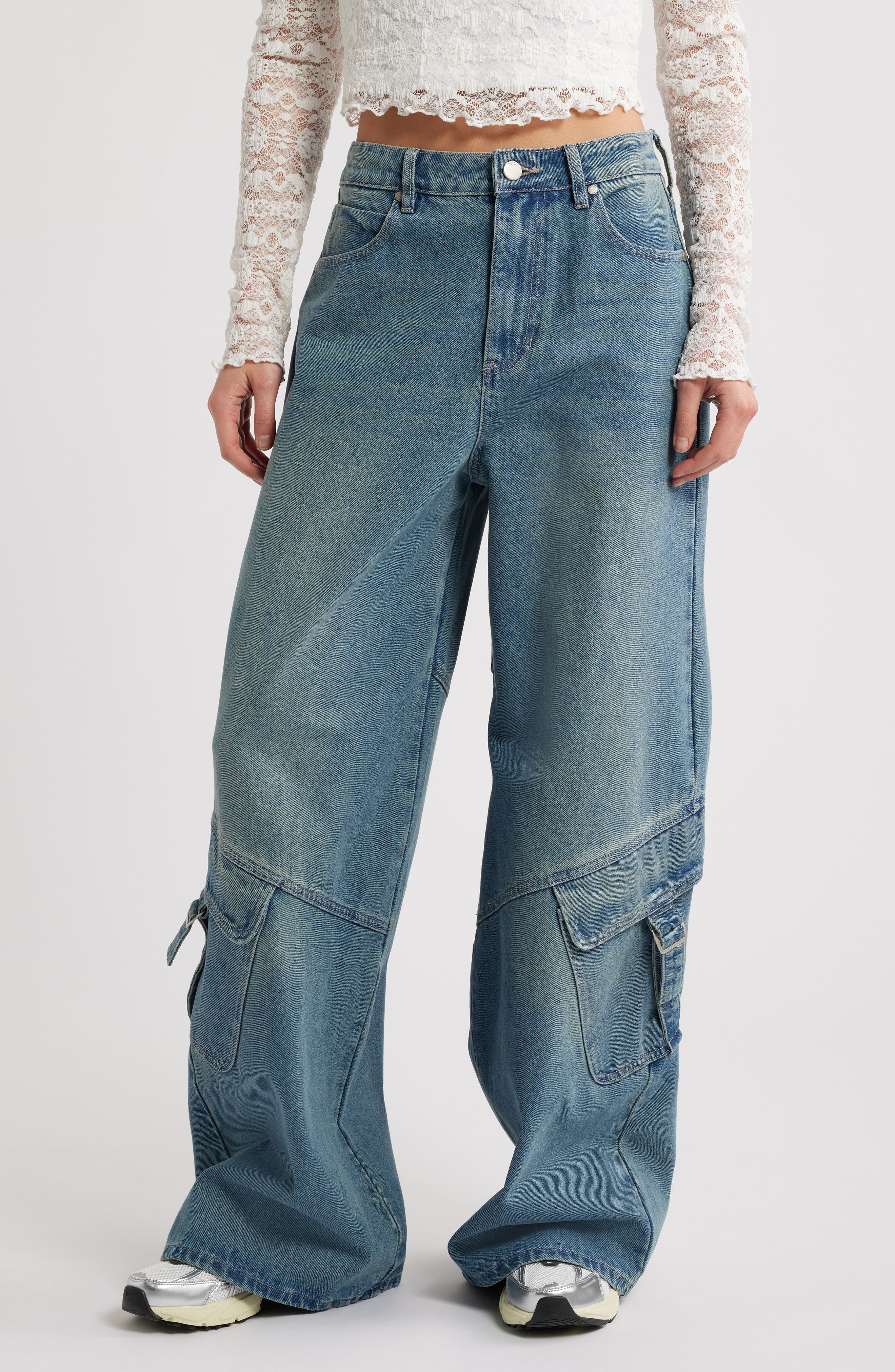 High Waist Baggy Cargo Jeans