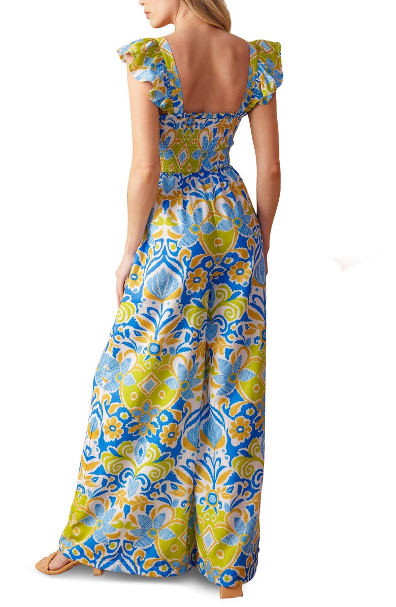 FLYING TOMATO Smocked Flutter Sleeve Jumpsuit, Alternate, color, 