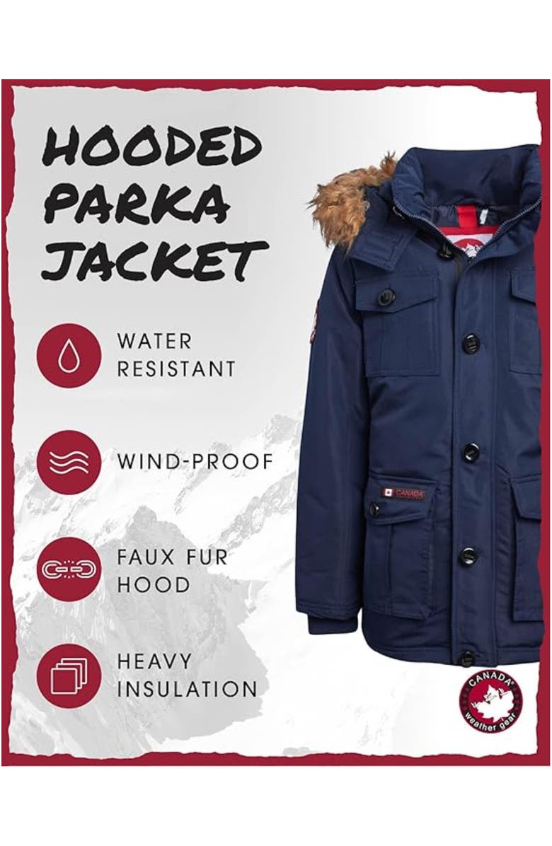 CANADA WEATHER GEAR Boys' Heavyweight Winter Ski Jacket, Alternate, color, Navy