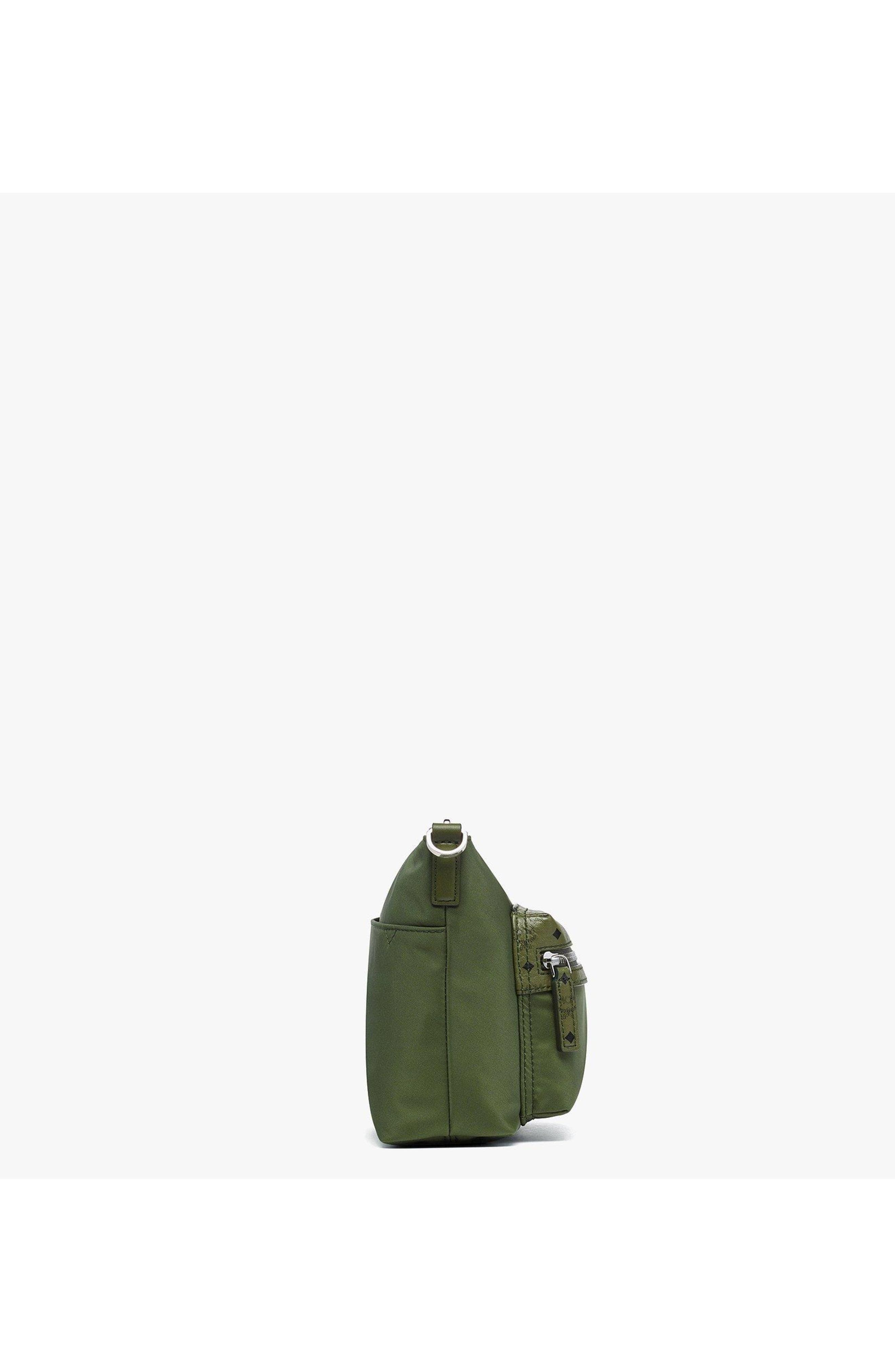 MCM Aren Crossbody in Nylon and Leather, Alternate, color, Khaki Moss
