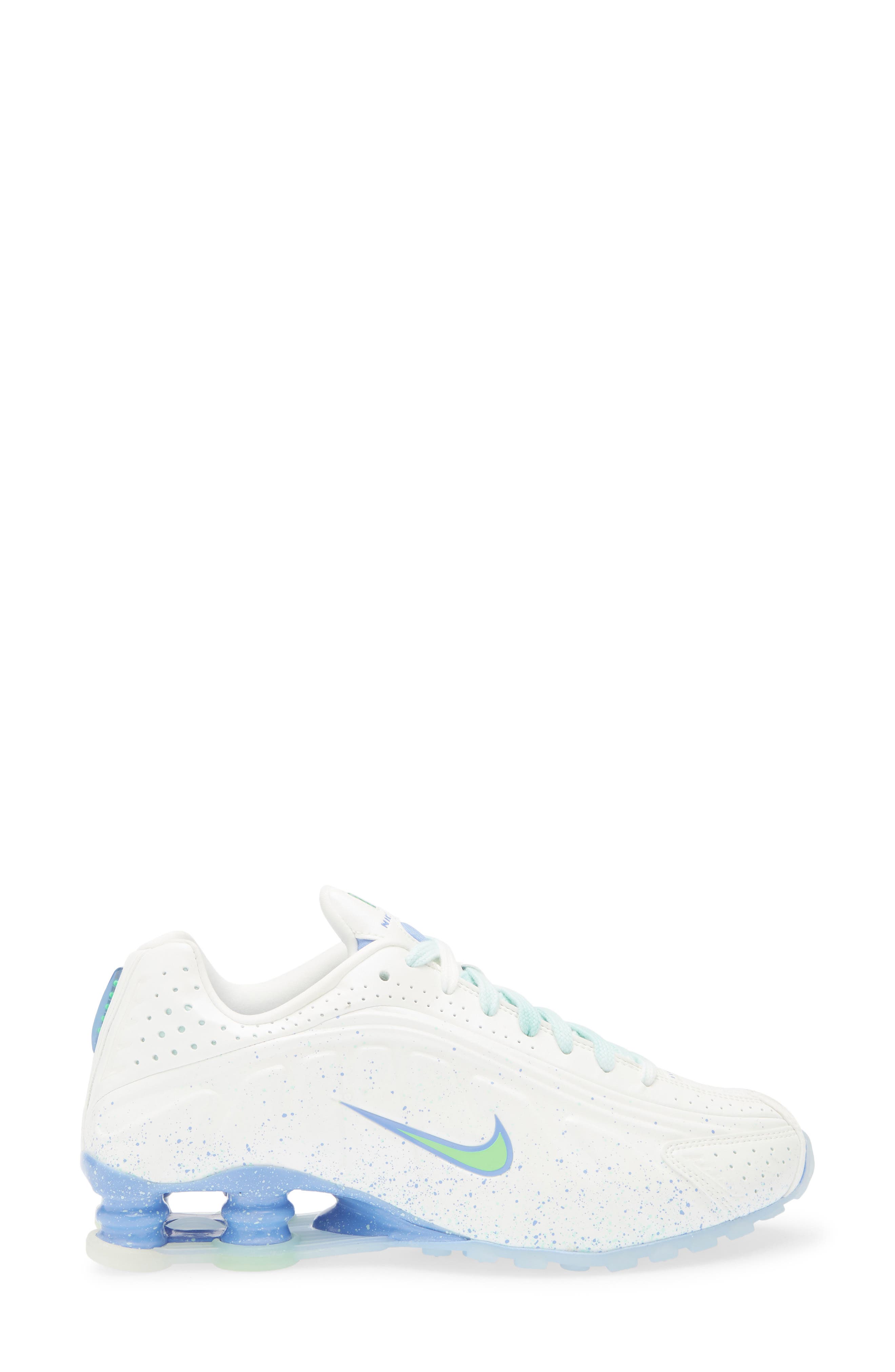 Nike Shox R4 Sneaker, Alternate, color, Summit White/ Green/ Royal