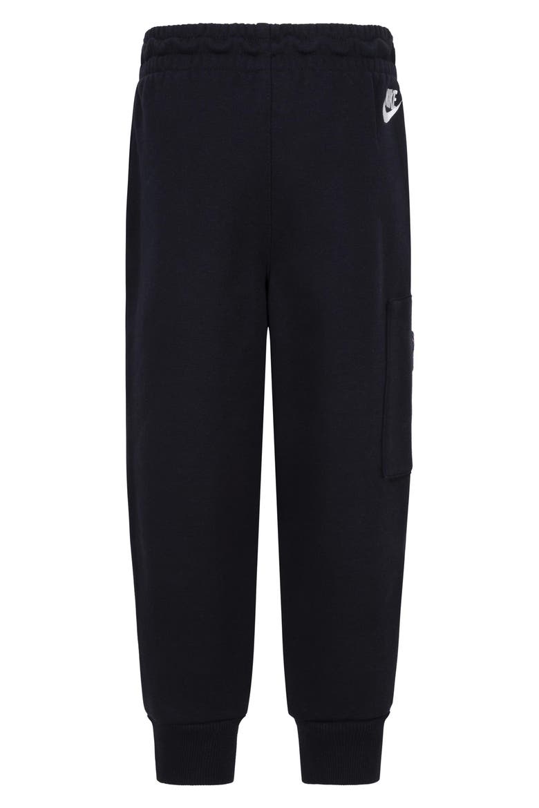 Kids' Bouclé Trim Graphic Joggers, Alternate, color, BLACK