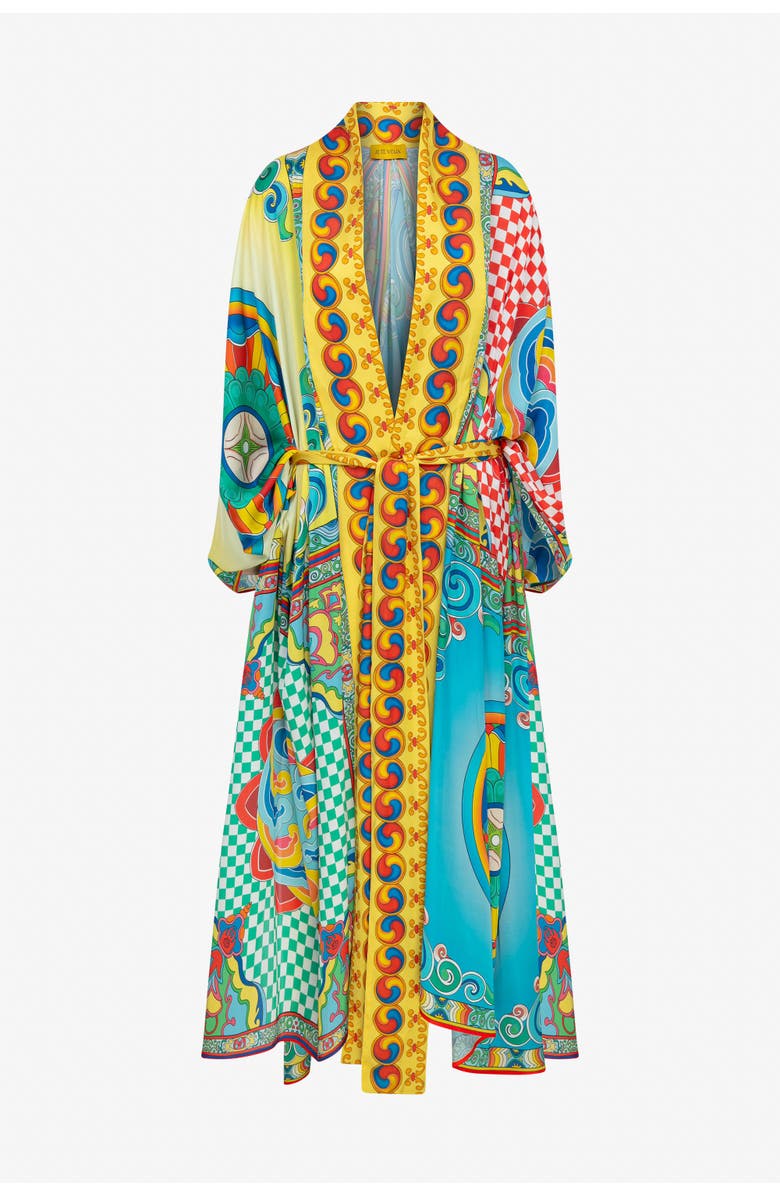 Je Te Veux Dynasty Motif Printed Long Kimono, Alternate, color, Multicolor