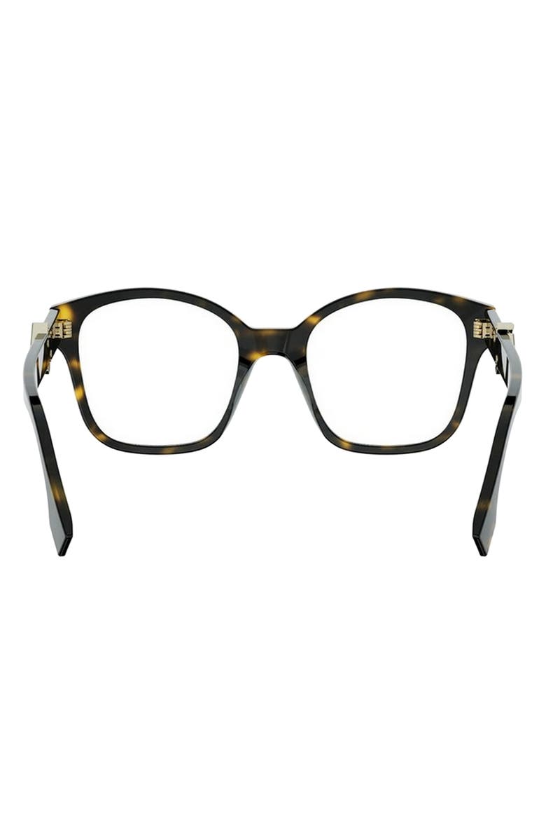 Fendi FF Diamonds 52mm Square Optical Glasses, Alternate, color, Dark Havana