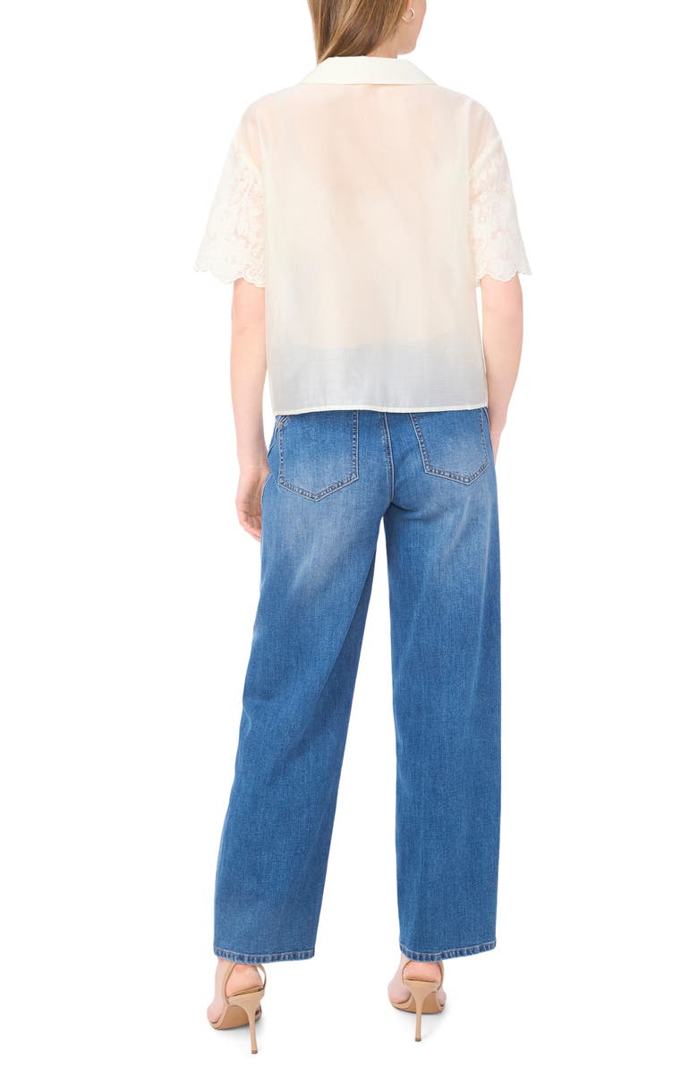 Vince Camuto Sheer Floral Camp Shirt, Alternate, color, New Ivory