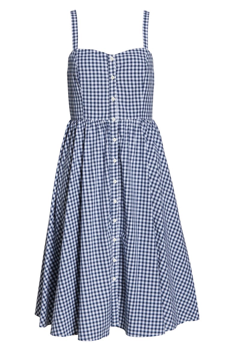 Gingham Fit & Flare Sundress, Alternate, color, INDIGO/ SUMMER WHITE