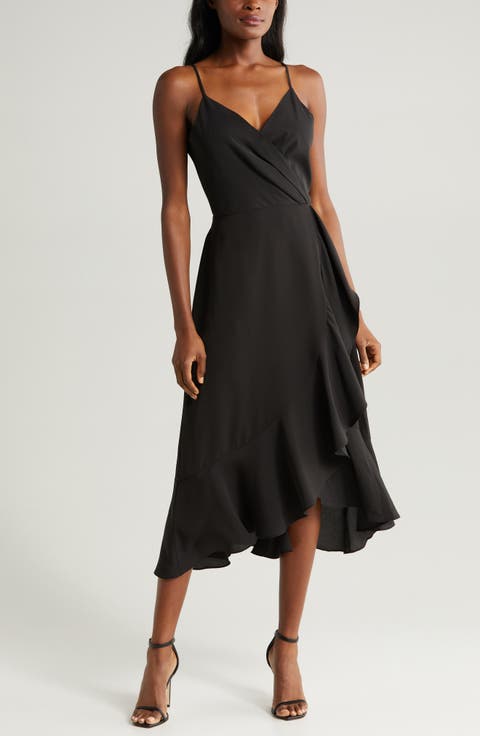 Faux Wrap Midi Dress