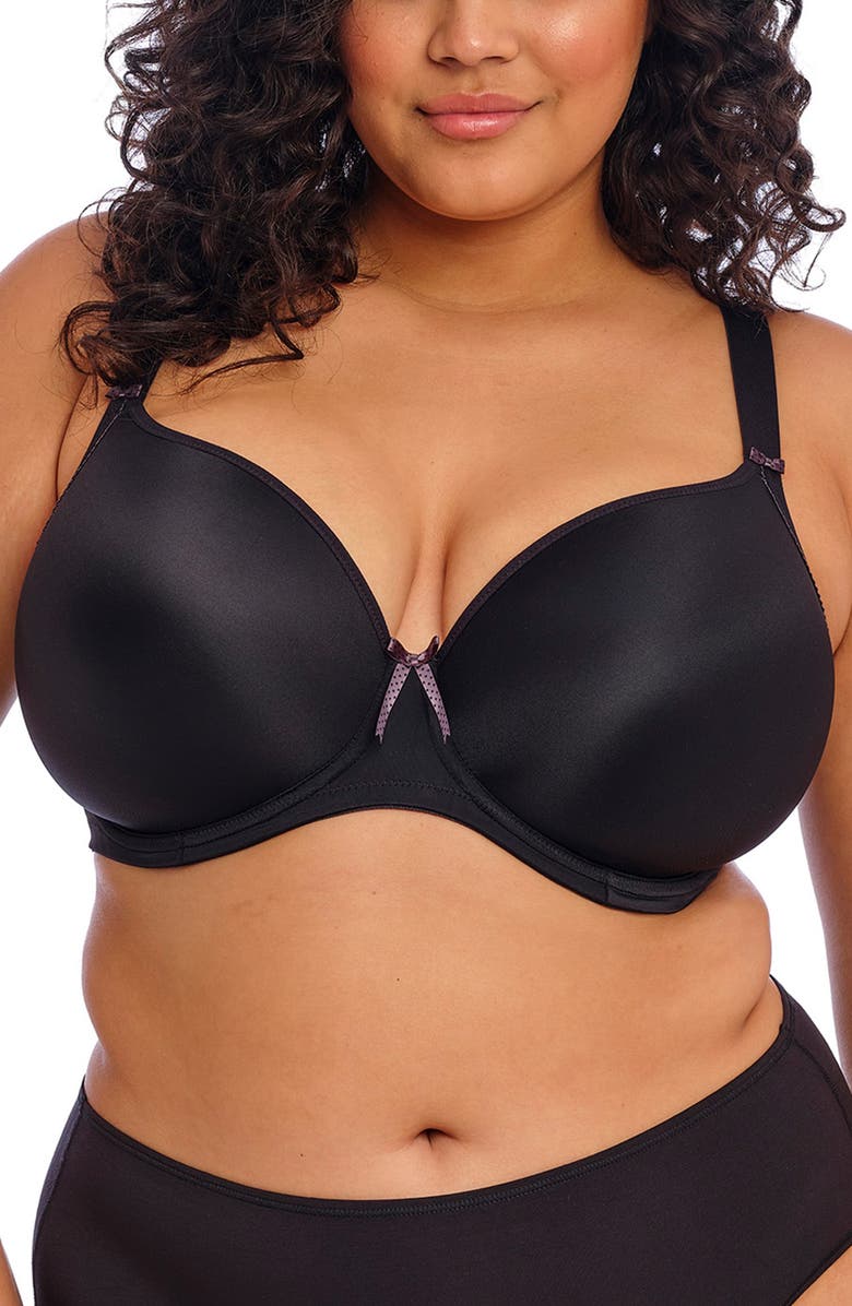 Elomi Bijou Full Figure Underwire Plunge Bra, Main, color, Black