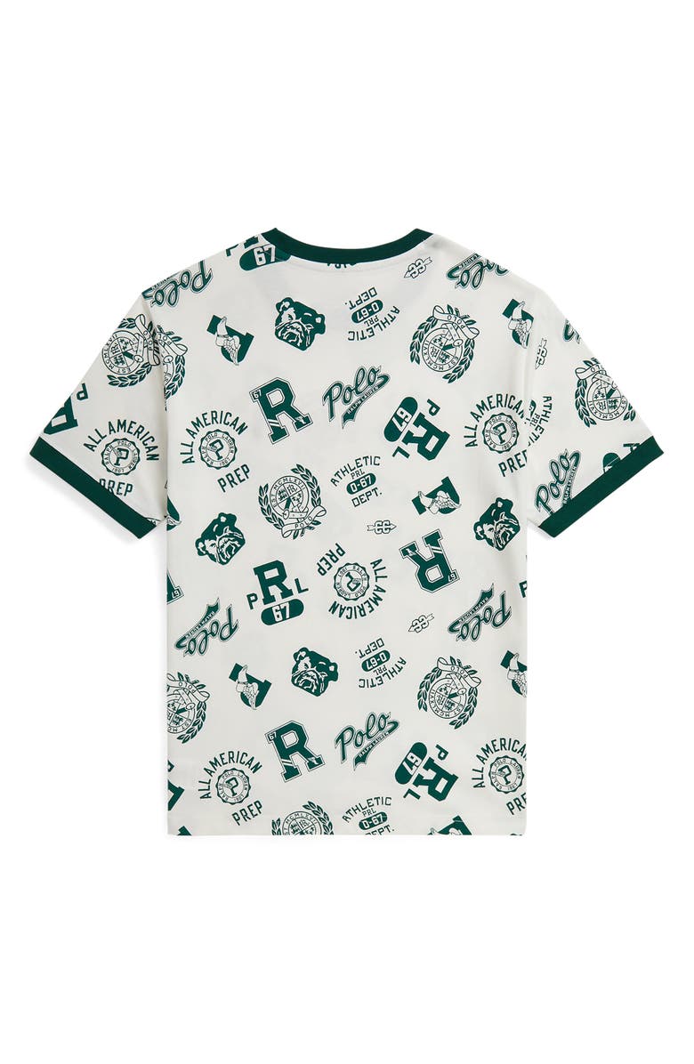 Polo Ralph Lauren Kids' Logo Print Ringer T-Shirt, Alternate, color, Team Spirit Toss Print