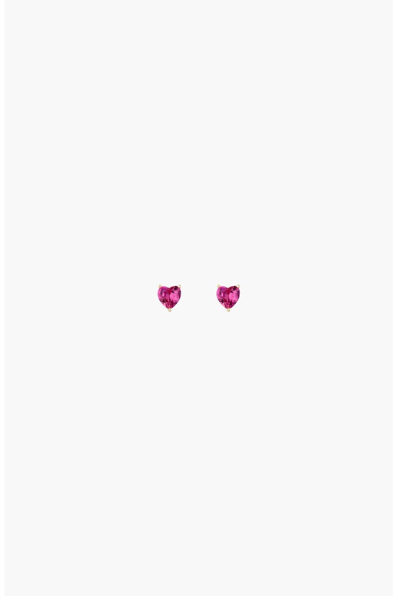 Lab Grown Sapphire Heart Stud Earrings, Alternate, color, Yellow Gold Vermeil