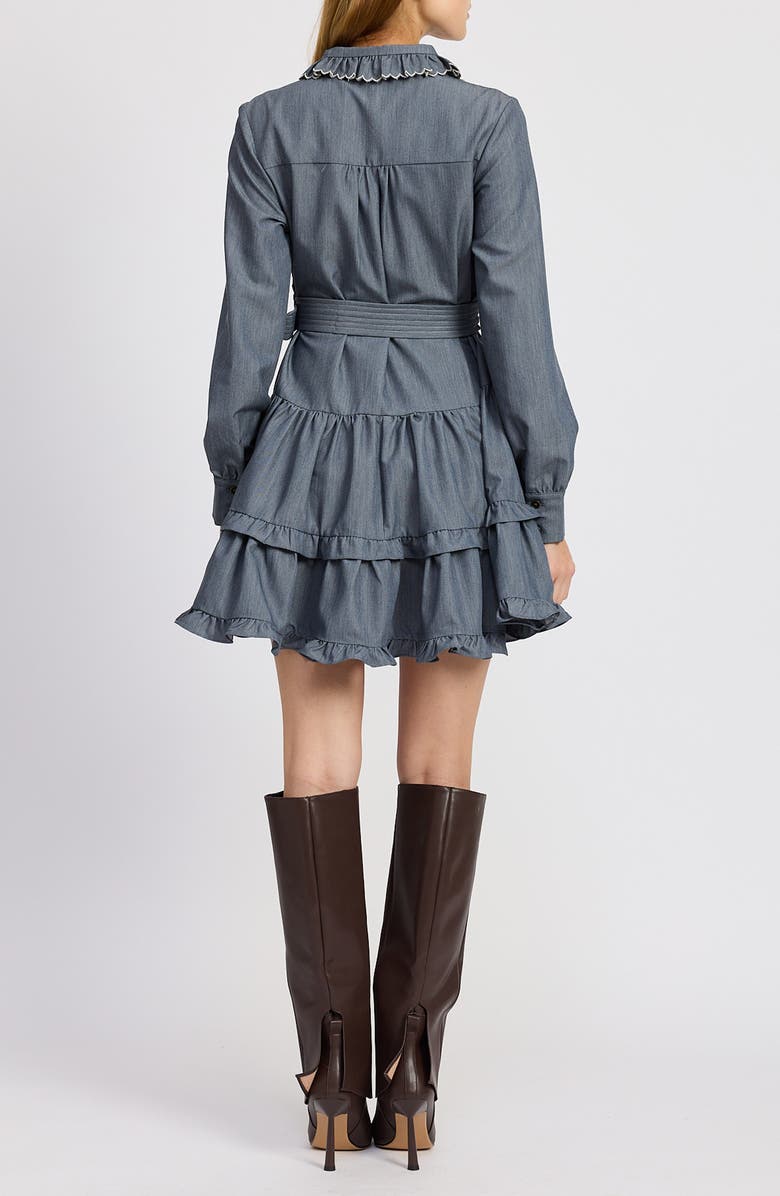 En Saison Angeline Long Sleeve Tiered Mini Shirtdress, Alternate, color, 