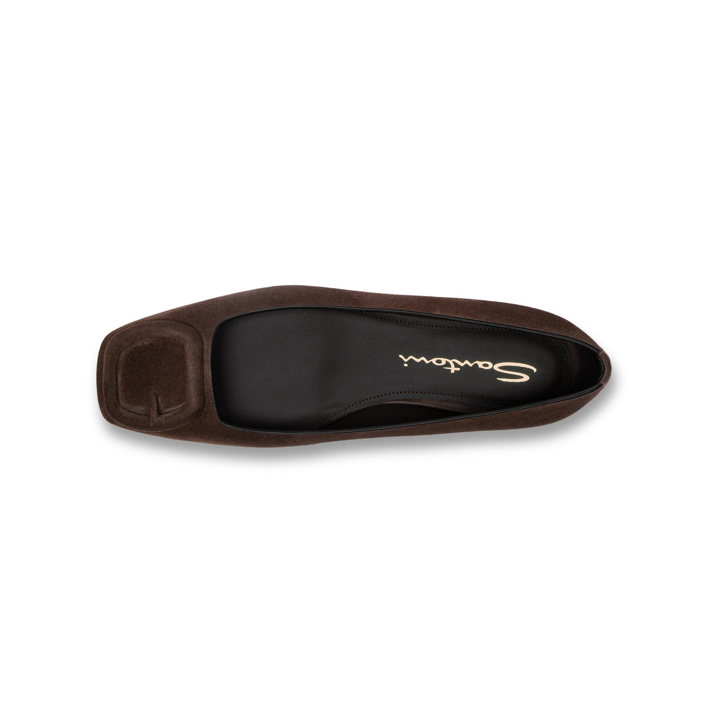Santoni Women's suede ballet flat, Alternate, color, Brown