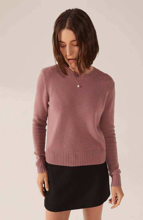 Italic Mila Cashmere Boxy Crop Sweater In Dusty Rose