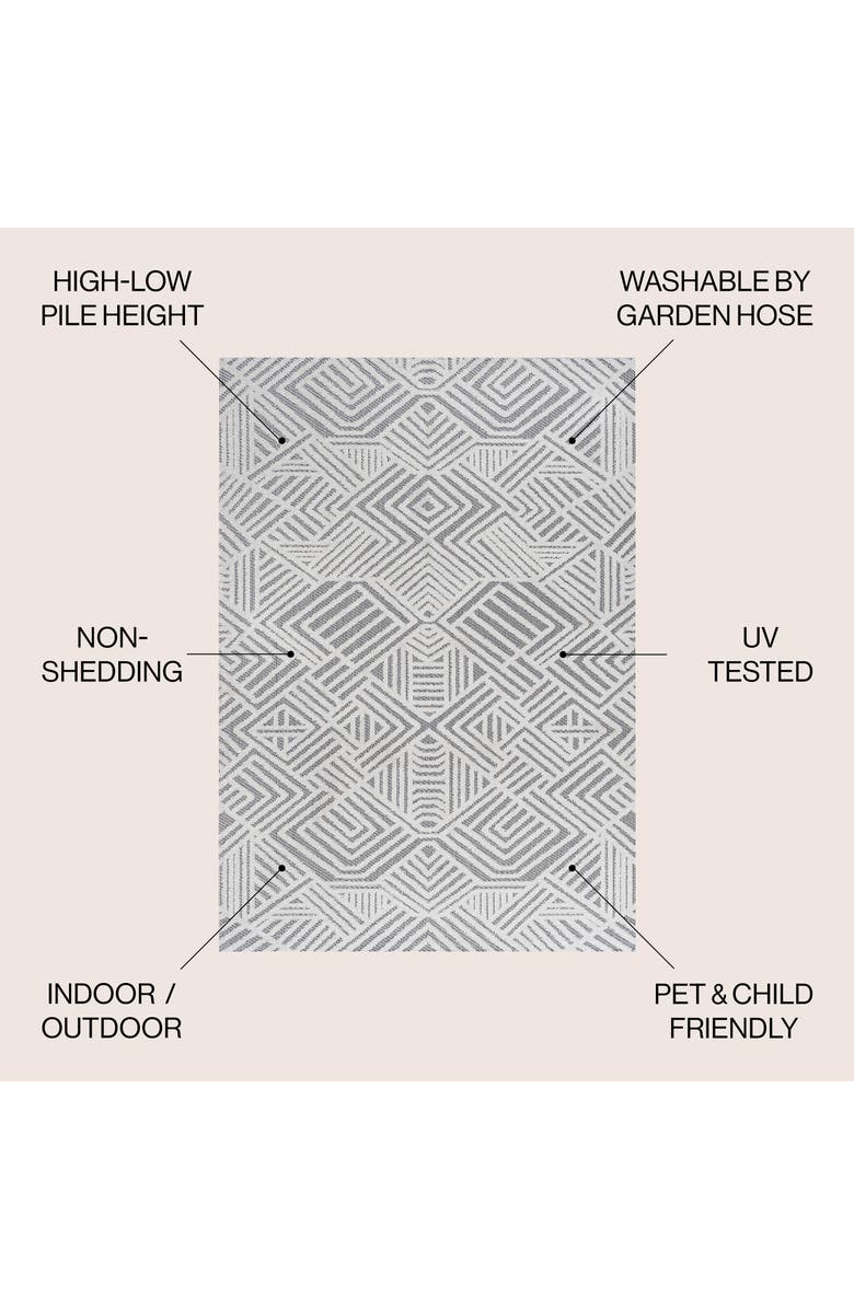 JONATHAN Y Jordan High-Low Pile Art Deco Geometric Indoor/Outdoor Area Rug, Alternate, color, White/Black