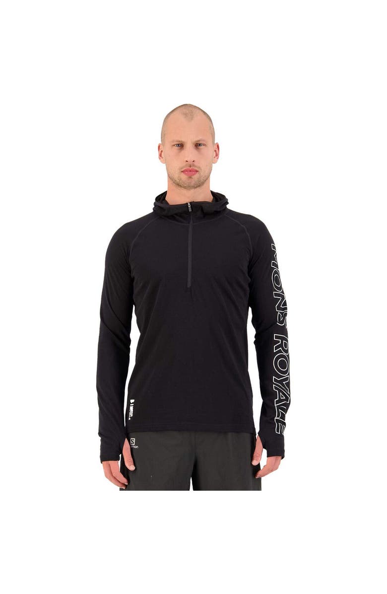 Mons Royale Temple Tech Hooded Zip Top - Men's, Main, color, Black Ii