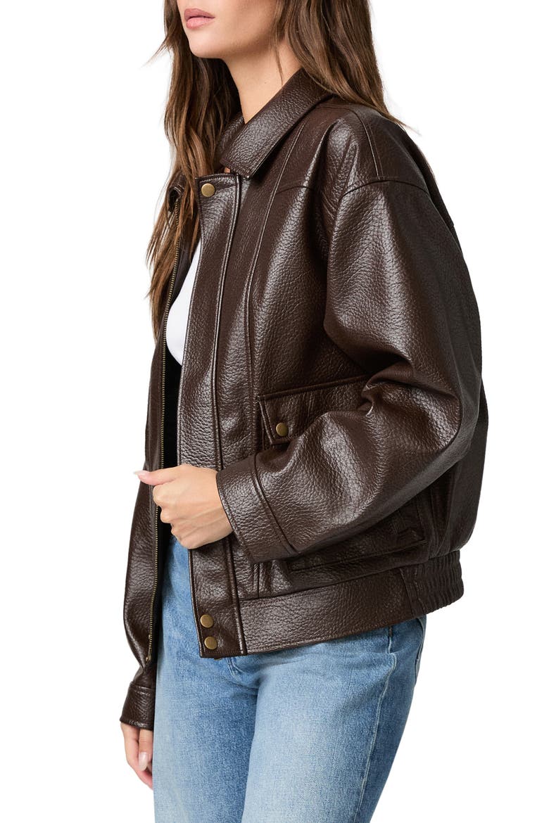 Ashland Faux Leather Jacket, Alternate, color, DARK BROWN