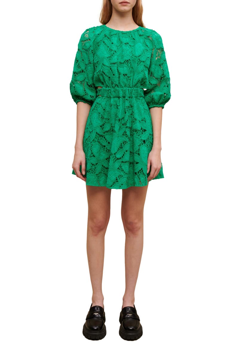 Rannick Lace Cutout Dress, Main, color, VERT
