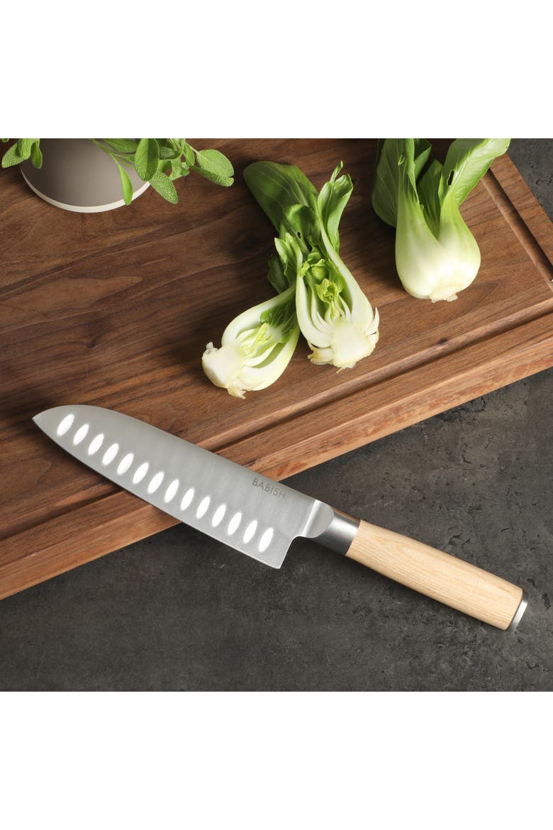 High Carbon German Steel Santoku Knife with Pakka Wood Handle, Alternate, color, Natural