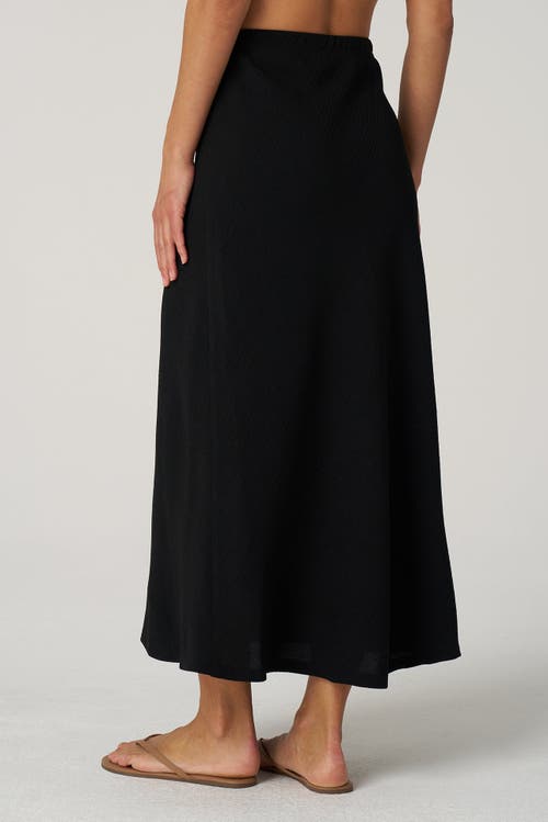 Franne Golde Textured Crepe Bias Midi Skirt