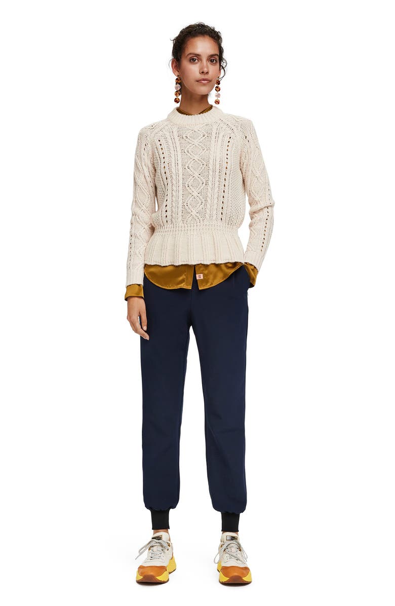 Scotch & Soda Chunky Cable Knit Peplum Sweater, Alternate, color, 