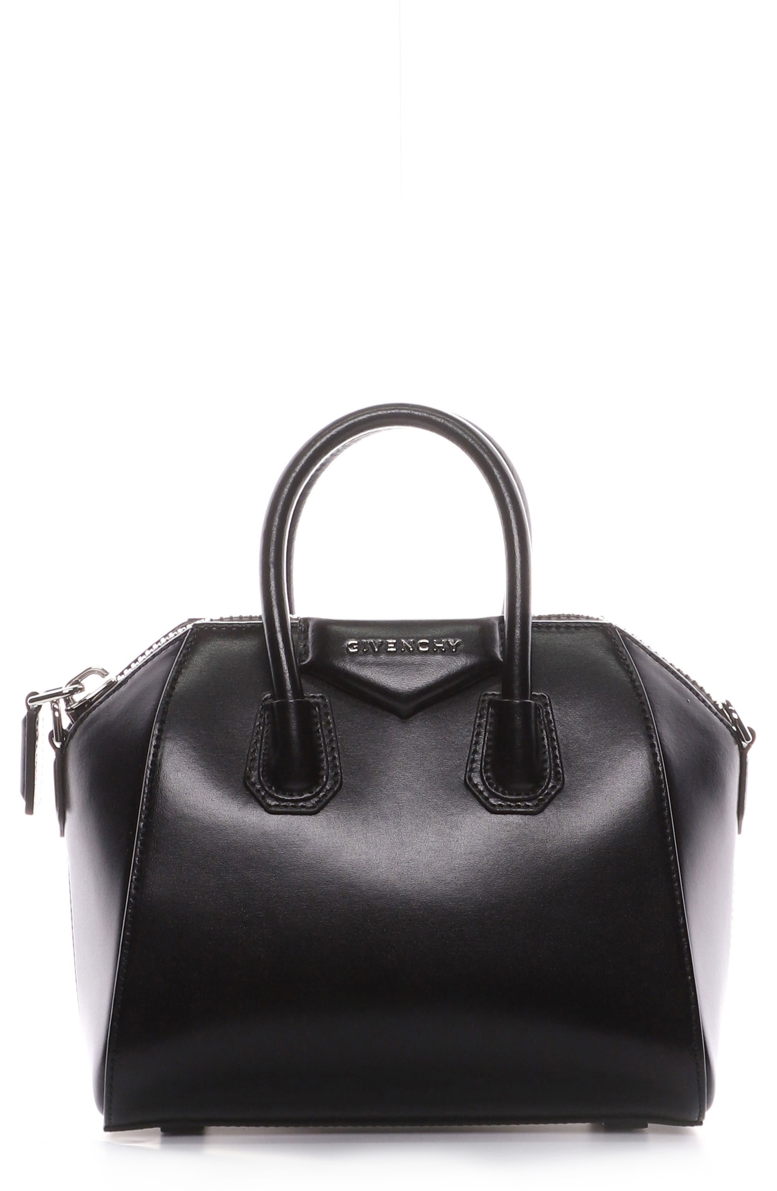Givenchy Mini Antigona Box Leather Satchel, Alternate, color, 