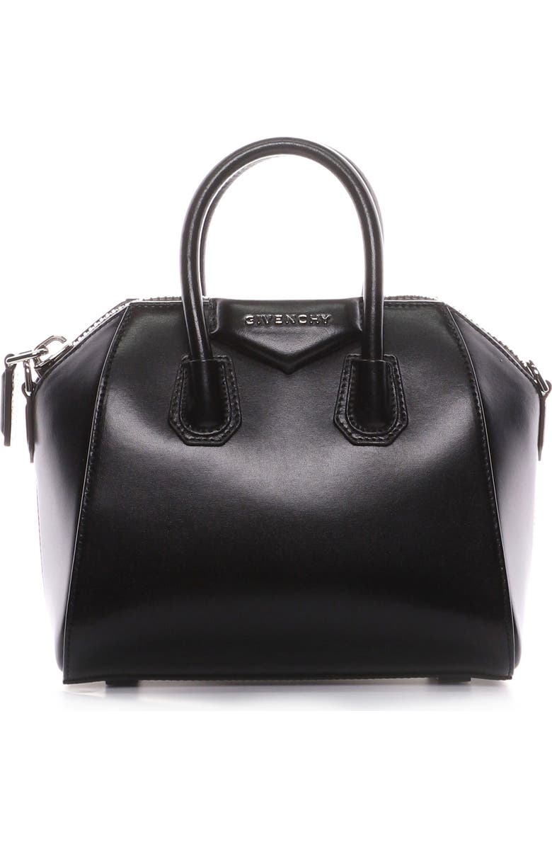Givenchy Mini Antigona Box Leather Satchel, Alternate, color,