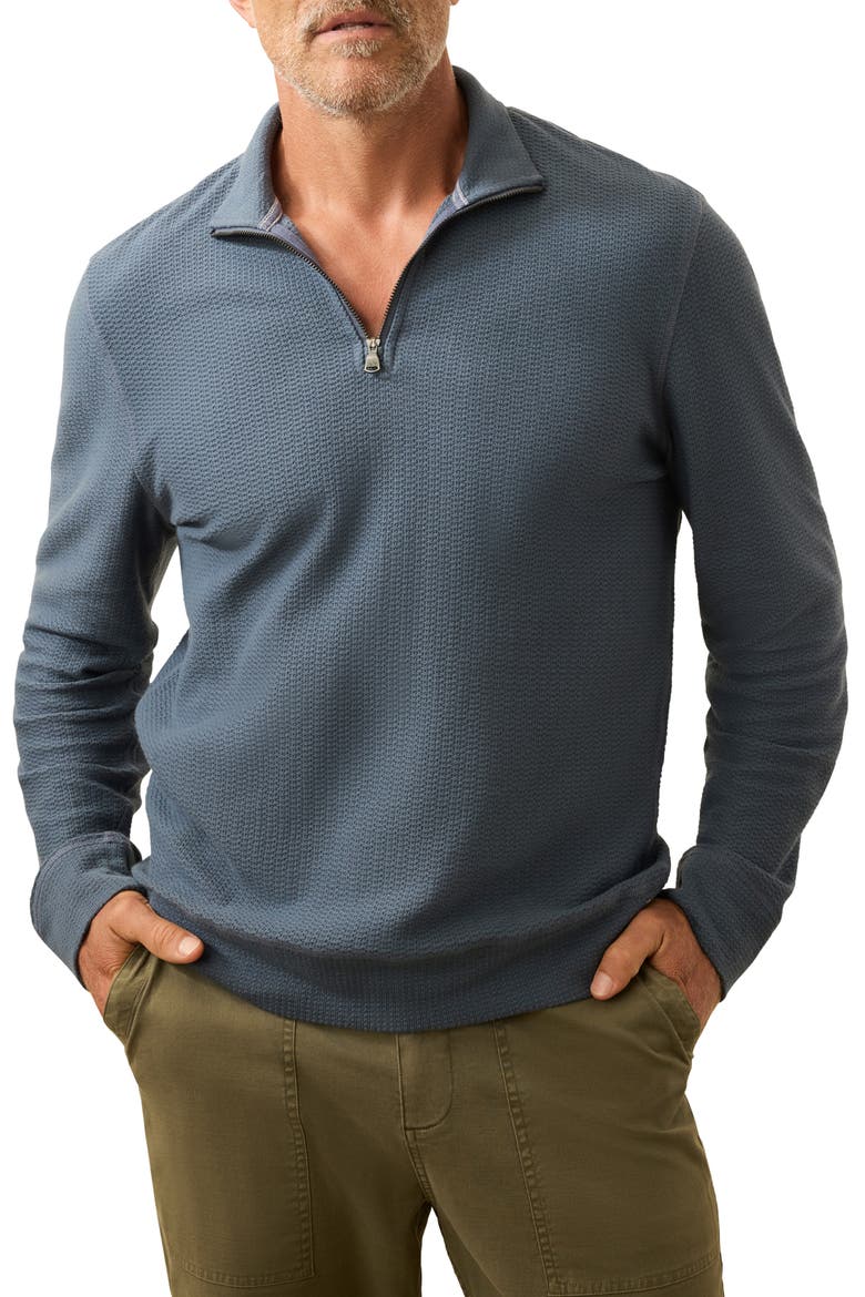 Texture Quarter Zip Pullover, Main, color, BREAKER BLUE