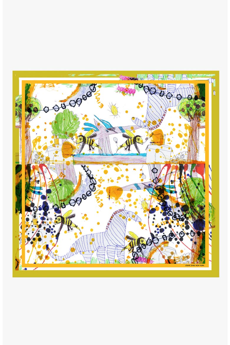 Silk Scarf Of Wonderful World Once Upon A Time, Main, color, Yellow
