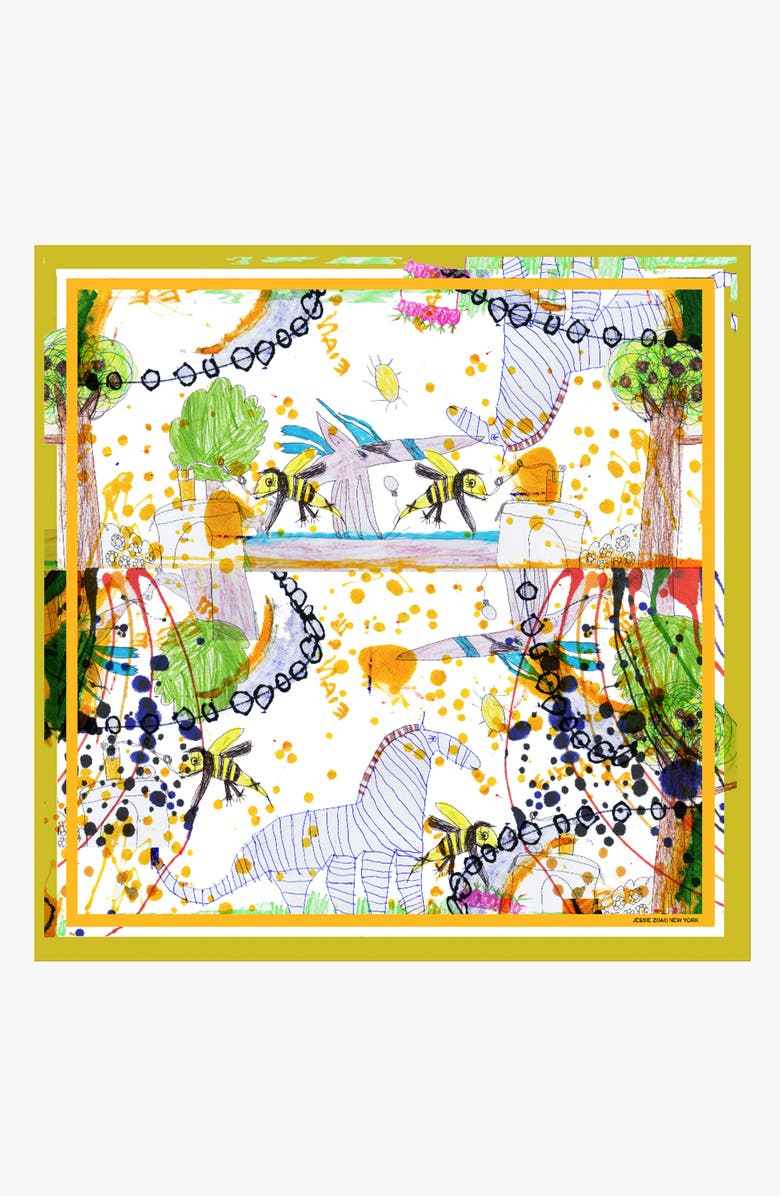 Jessie Zhao New York Silk Scarf Of Wonderful World Once Upon A Time, Main, color, Yellow