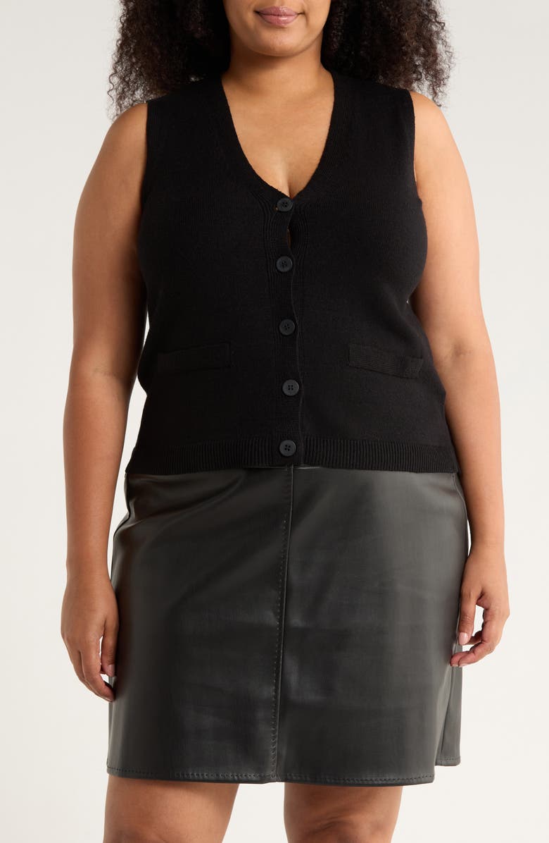 MAX STUDIO V-Neck Sweater Vest, Main, color, Black