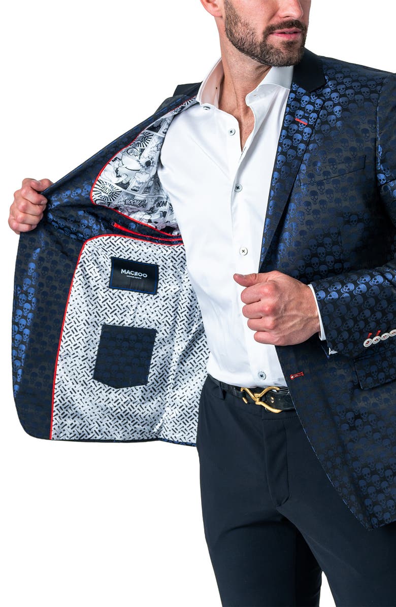 Maceoo Socrate Evo Skull Jacqurard Blazer, Alternate, color, Black