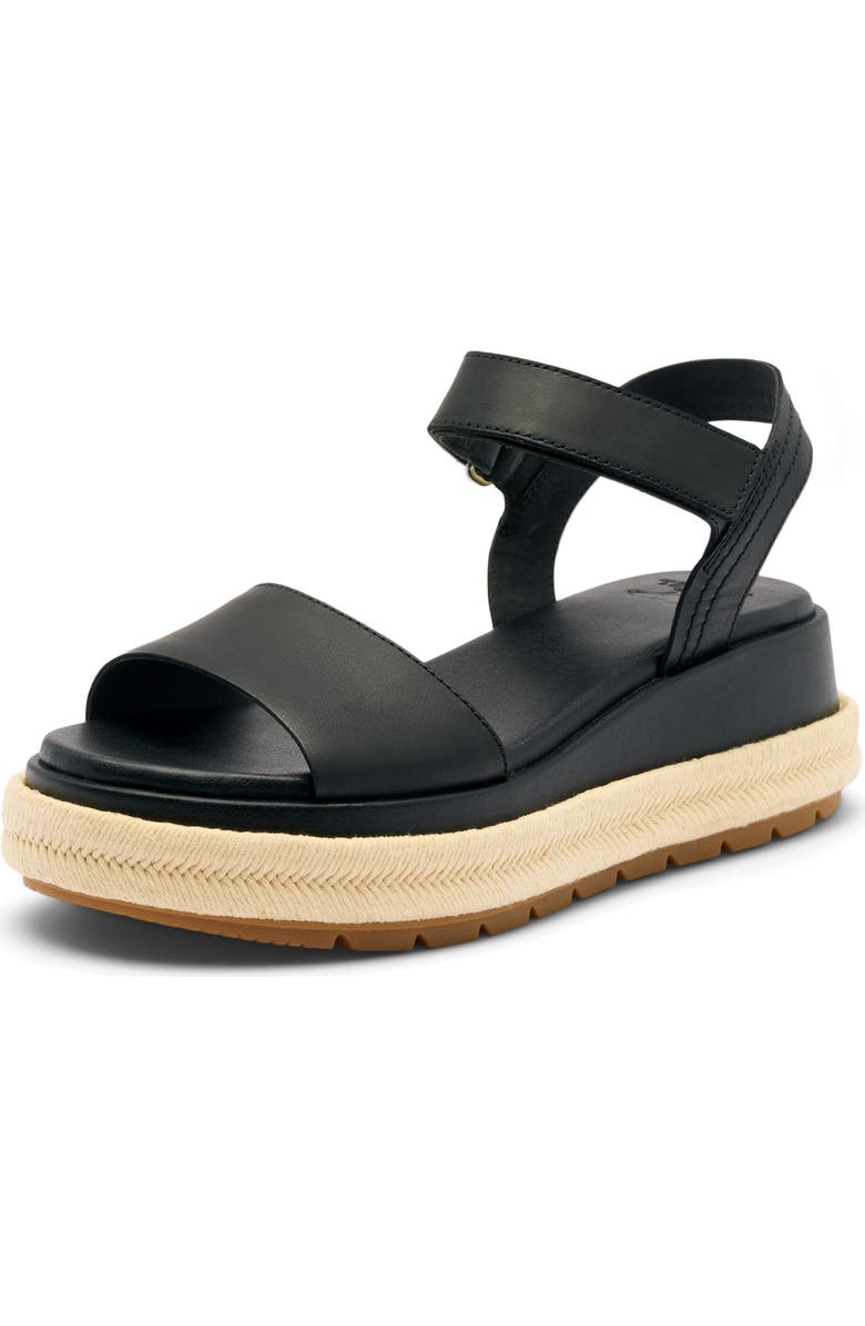 SOREL Sunpeak Ankle Strap Platform Sandal, Alternate, color, Black/ Gum 2