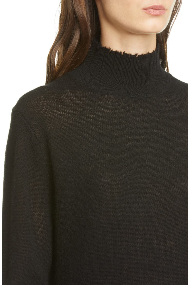Distressed Cashmere Sweater, Alternate, color, BLACK