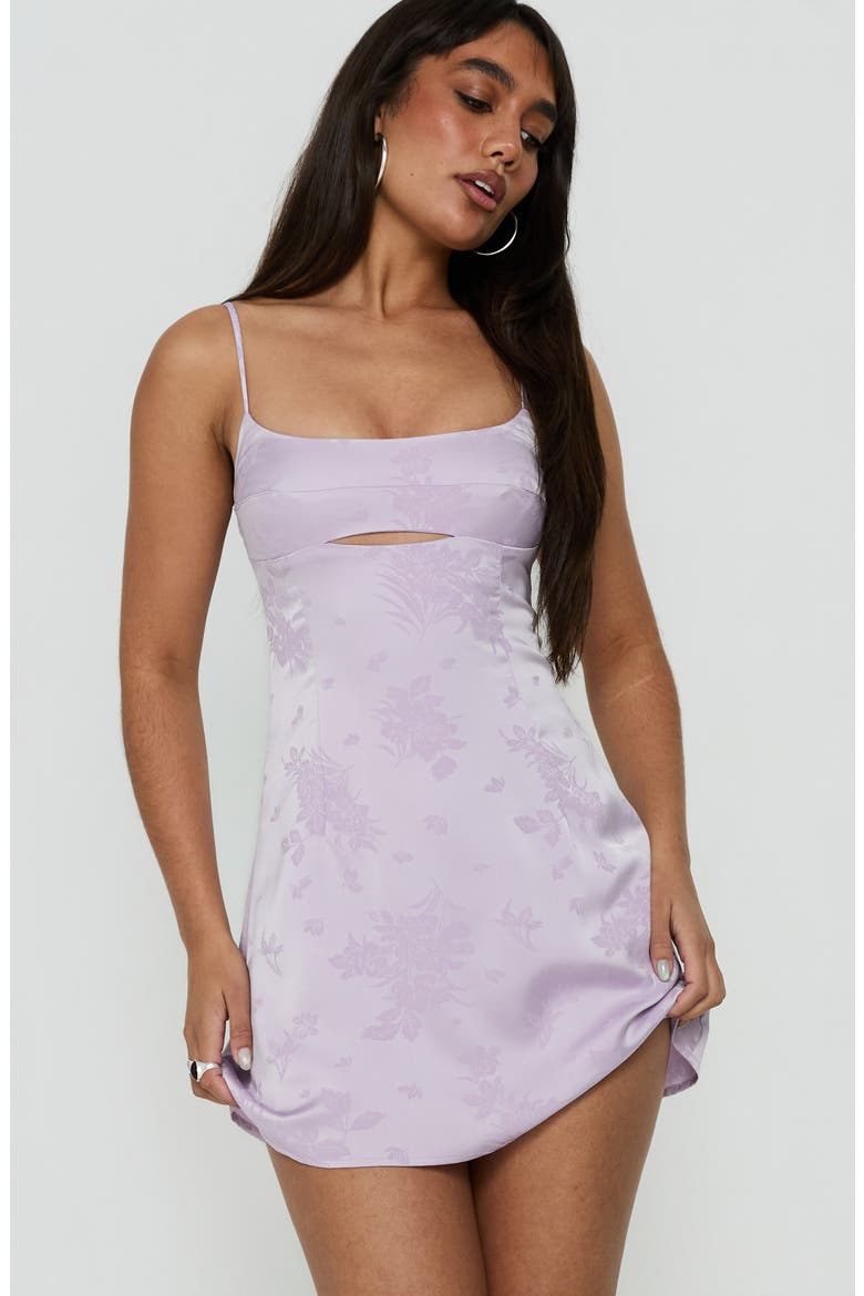 Powell Cutout Floral Satin Minidress, Alternate, color, LILAC