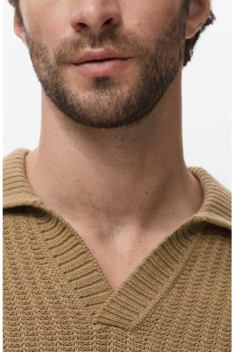 Structured Cotton Polo Sweater, Alternate, color, BEIGE