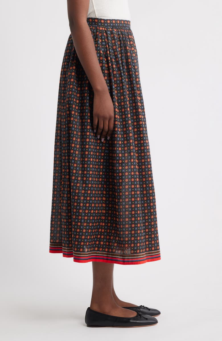 DÔEN Marciette Foulard Print Organic Cotton Maxi Skirt, Alternate, color, Noir Montmartre Foulard