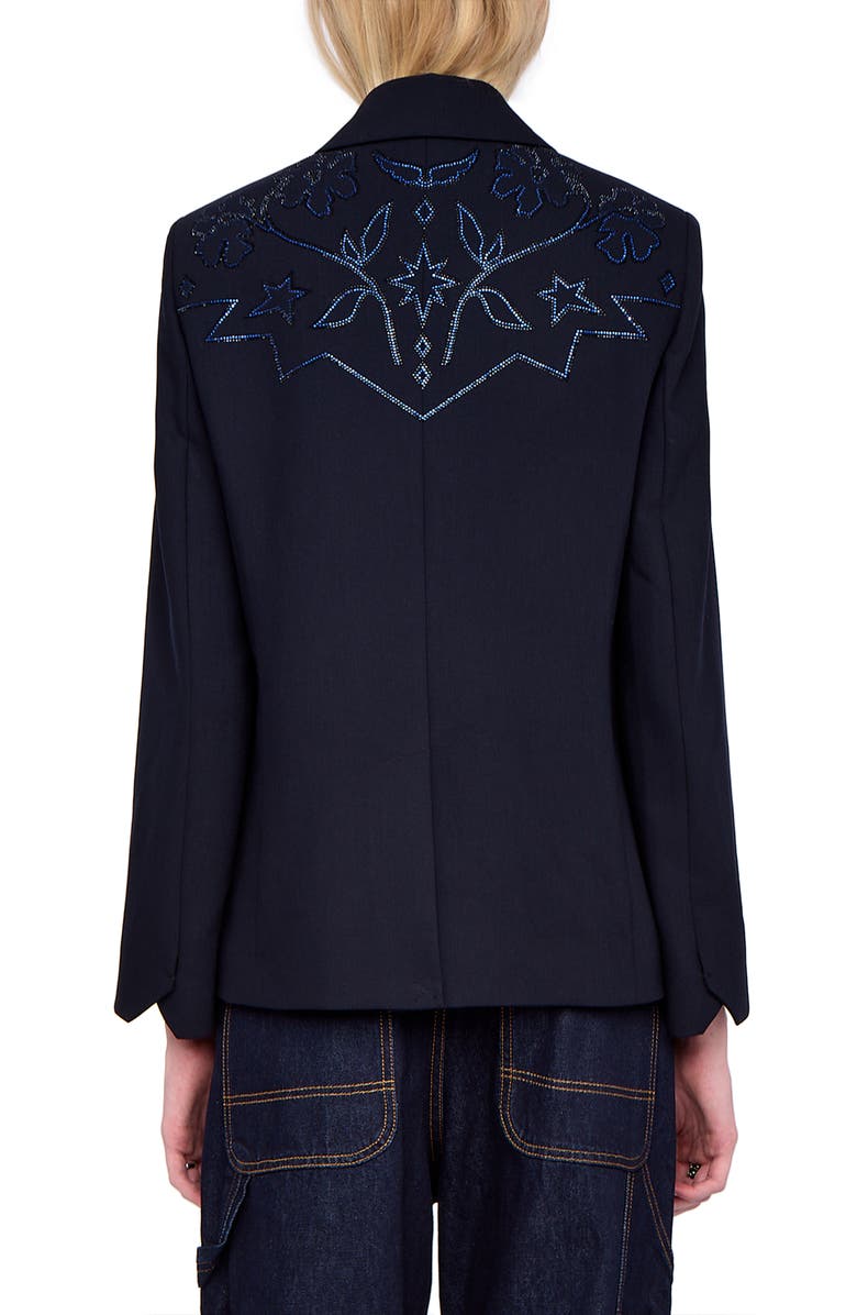 Zadig & Voltaire Tailleur Crystal Embellished Blazer, Alternate, color, Encre