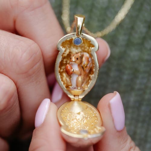 Bill Skinner Studio Squirrel Acorn Locket In Gold