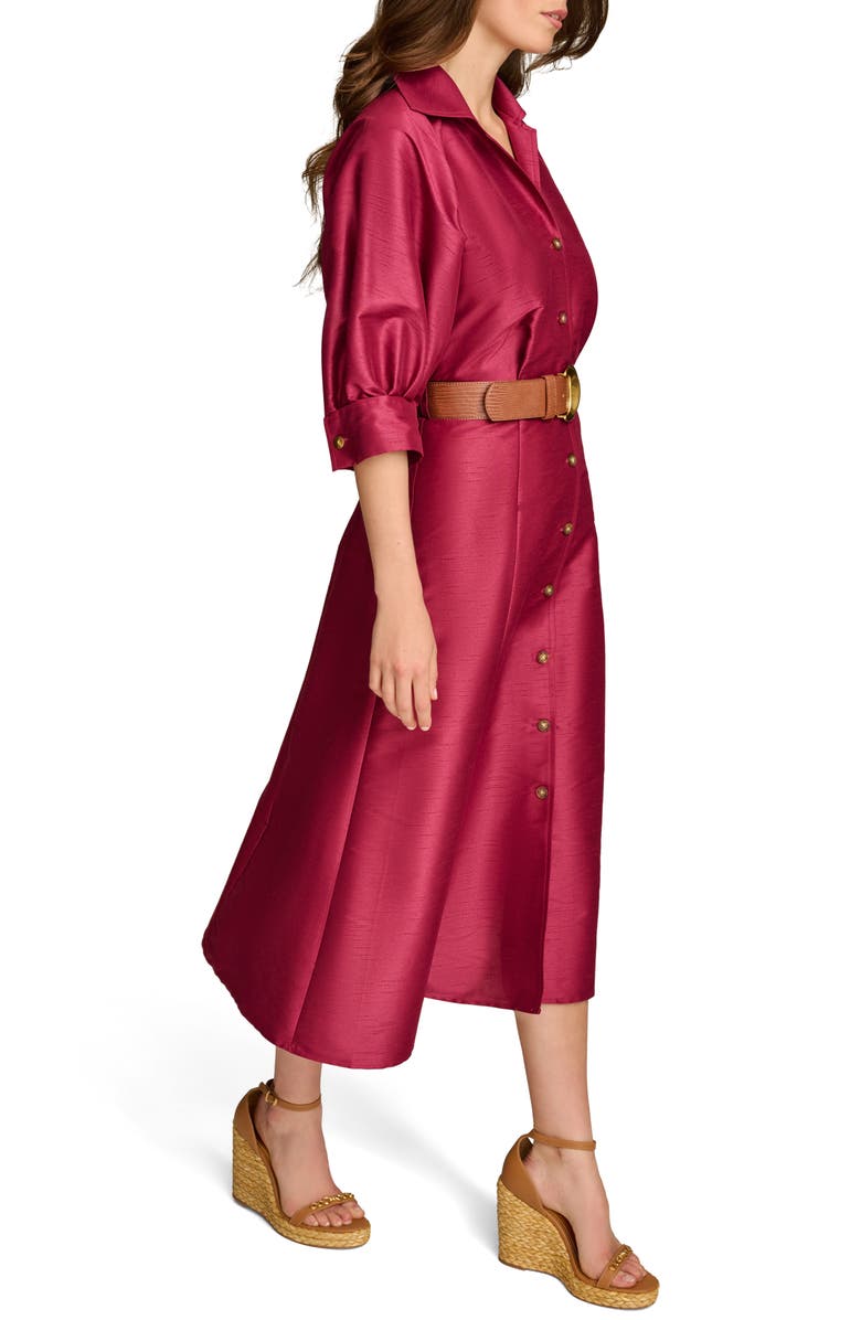 Donna Karan New York Belted Shantung Midi Shirtdress, Alternate, color, 