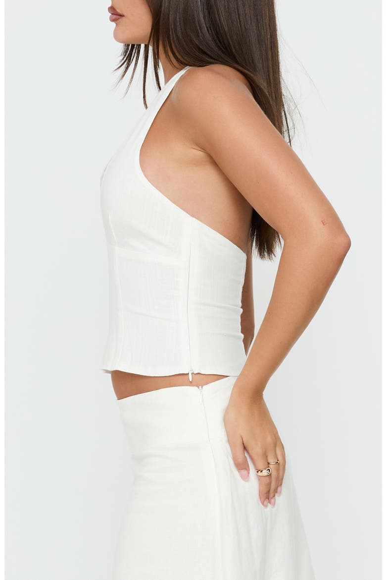 No Pressure Lace Trim Halter Top, Alternate, color, WHITE