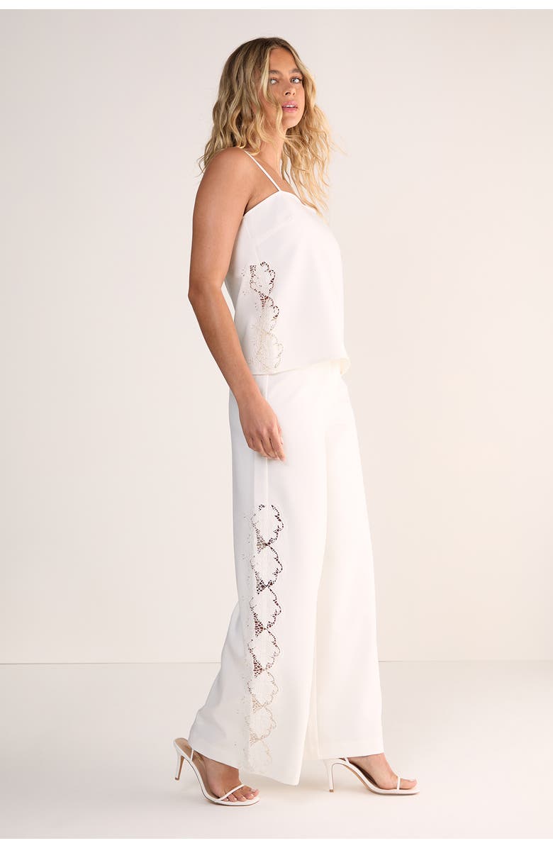 NASTY GAL Cutwork Side Tailored Wide Leg Pants, Alternate, color, White