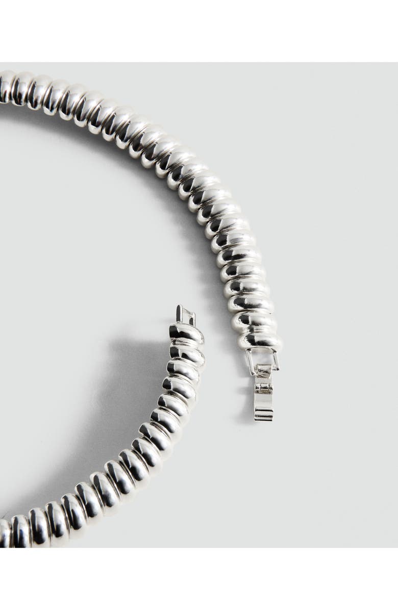 MANGO x Kaia Gerber Embossed Necklace, Alternate, color, Silver