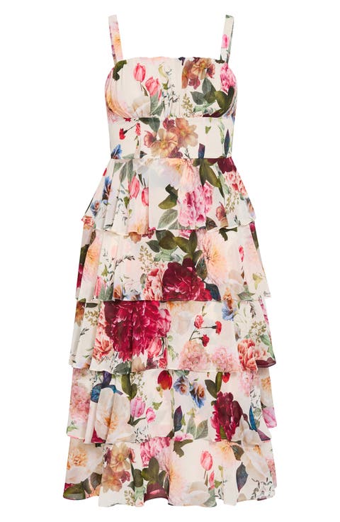 Daniela Floral Print Sleeveless Midi Dress